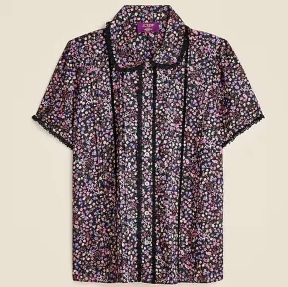 J. Crew Lace-trim Button-up in Liberty® Strawberry Floral - Picture 9 of 9